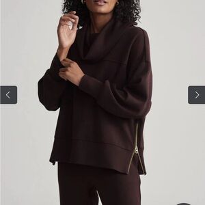 NWT Varley Priya Longline Sweat Coffeebean Espresso Brown DoubleSoft Size Medium